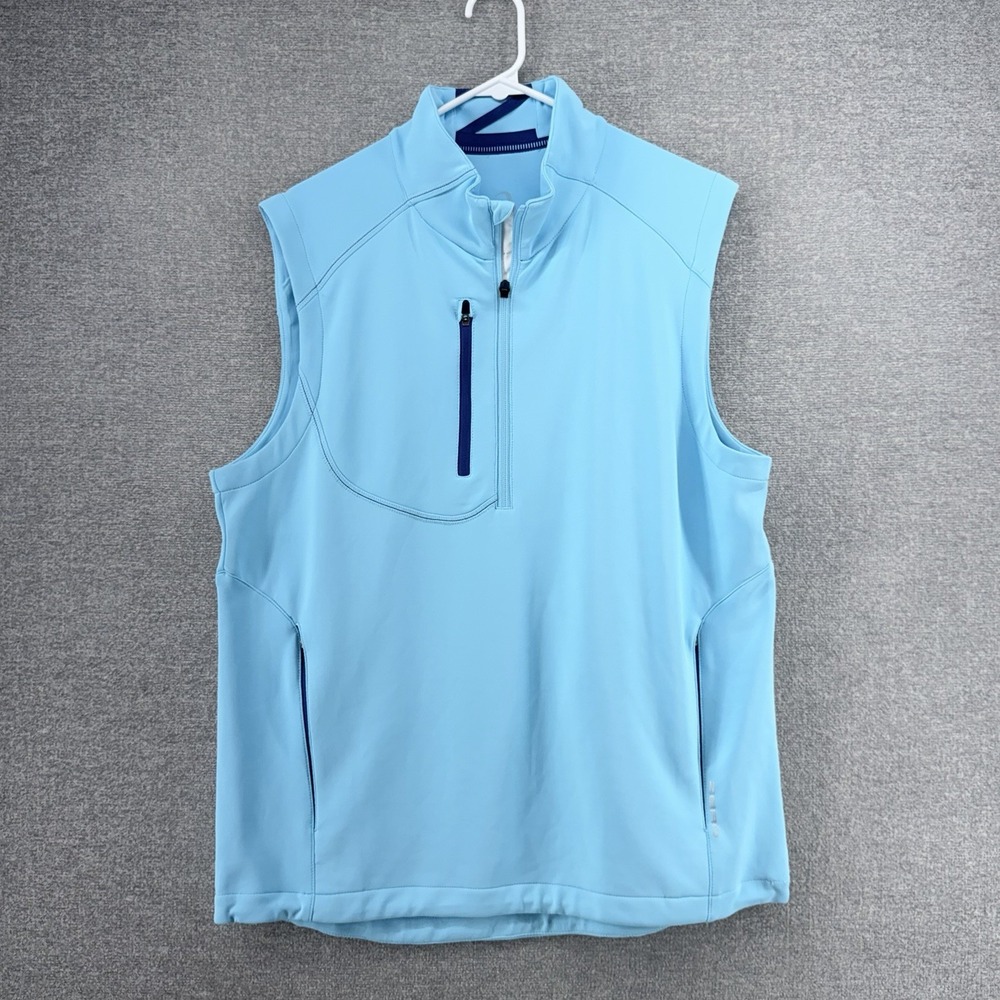 Zero Restriction Tour Series 1/4 Zip Golf Vest Men Size Medium Light Blue